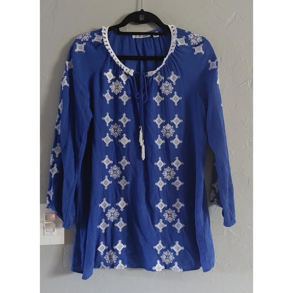 John Paul Richard Tops Tunic Womens S, Embroidery, 18.5 Inch Of Armp To Armp - Picture 3 of 7